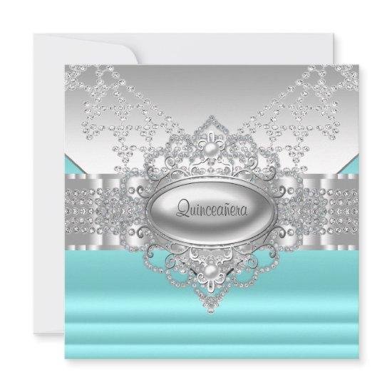 Diamonds Pearls Teal Blue Quinceanera