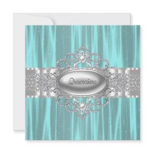 Diamonds Pearls Teal Blue Quinceanera
