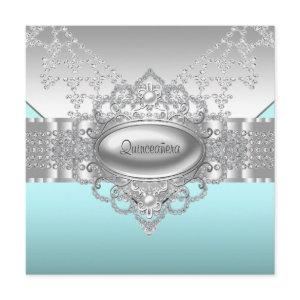 Diamonds Pearls Teal Blue Quinceanera