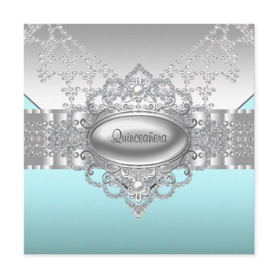 Diamonds Pearls Teal Blue Quinceanera
