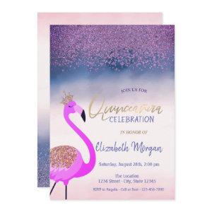 Diamonds,Pink Flamingo Ombre  Quinceañera