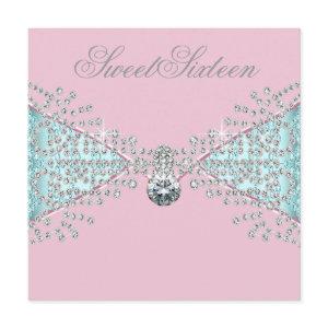 Diamonds Pink Teal Blue Sweet Sixteen Birthday