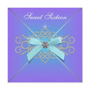 Diamonds Purple and Teal Blue Sweet 16 Birthday