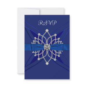 Diamonds Royal Blue Sweet Sixteen Birthday RSVP