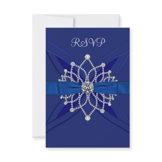 Diamonds Royal Blue Sweet Sixteen Birthday RSVP