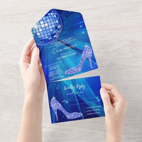 Disco Ball and Heels Blue Quinceañera All In One