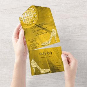 Disco Ball and Heels Gold Quinceañera All In One