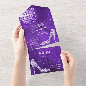 Disco Ball and Heels Purple Quinceañera All In One