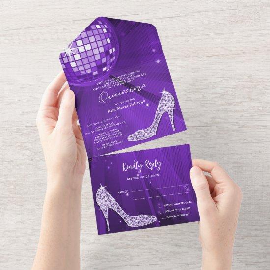 Disco Ball and Heels Purple Quinceañera All In One