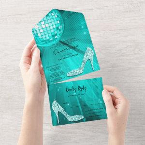 Disco Ball and Heels Teal Quinceañera All In One