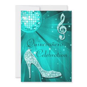 Disco Ball and Sparkle Heels Teal Quinceañera