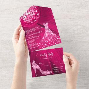 Disco Ball, Stiletto & Ball Gown Pink Quinceañera All In One