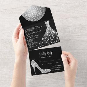 Disco Ball, Stiletto & Ball Gown Quinceañera All In One