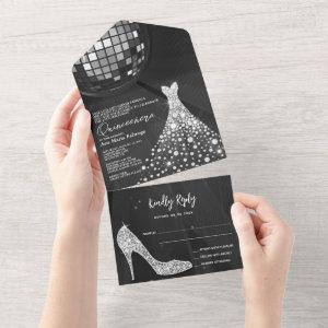 Disco Ball, Stiletto & Ball Gown Quinceañera All In One