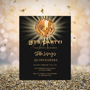Disco black gold Quinceanera budget
