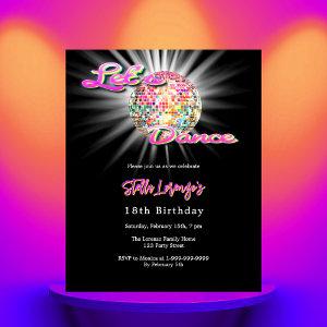 Disco dance party pink black birthday