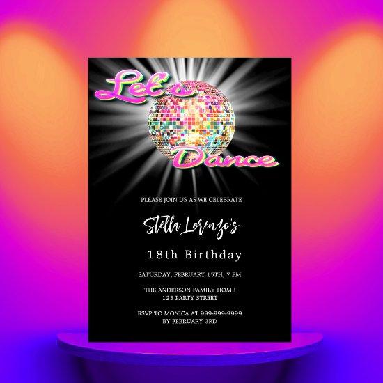 Disco dance party pink black birthday
