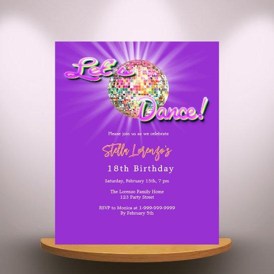 Disco dance party pink purple birthday