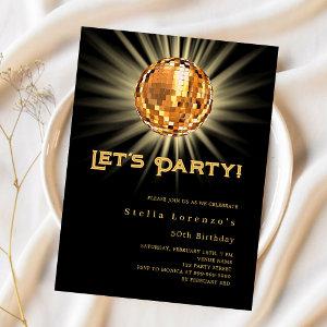 Disco party black gold birthday