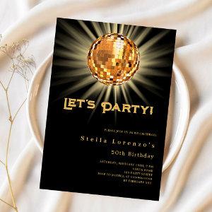 Disco party black gold luxury birthday