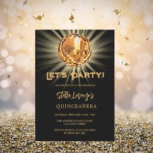 Disco party black gold Quinceanera