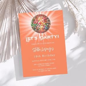 Disco party coral orange birthday