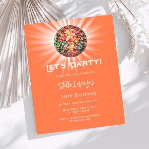 Disco party coral orange birthday