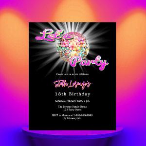 Disco party pink black birthday