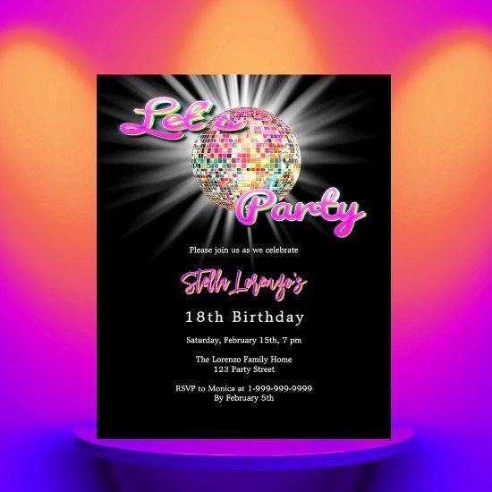 Disco party pink black birthday