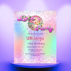 Disco party pink holographic birthday