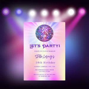 Disco party pink holographic birthday