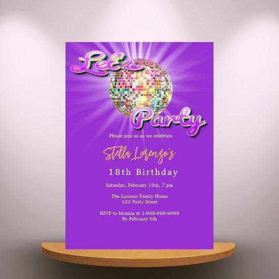 Disco party pink purple birthday