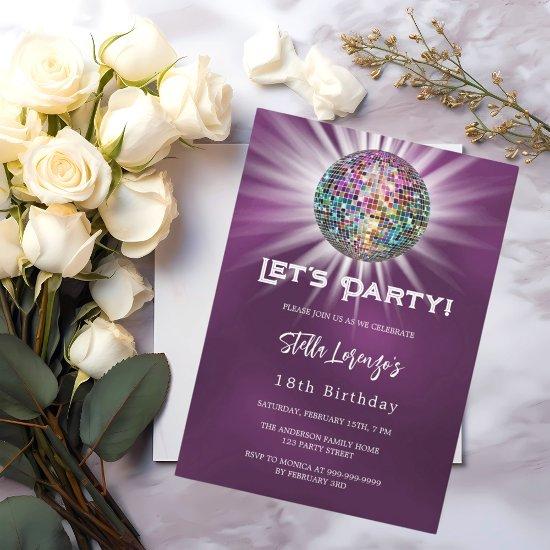 Disco party purple birthday