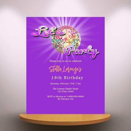 Disco party purple pink birthday