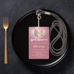Disco party rose gold birthday  badge