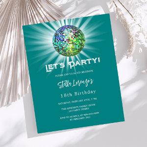 Disco party teal green birthday