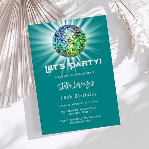 Disco party teal green birthday