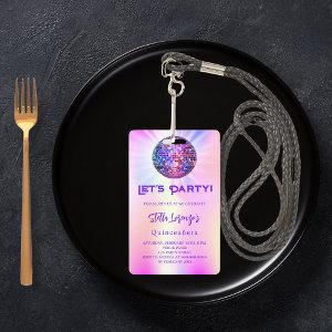 Disco pink holographic Quinceanera  Badge