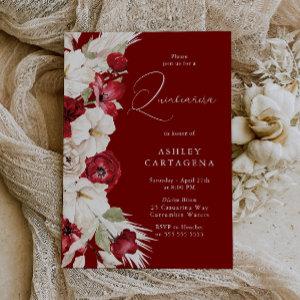Divine Bloom Gorgeous Red White Floral Quinceanera