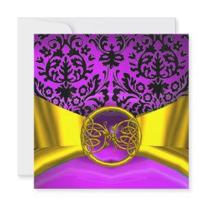 DRAGON LOVE GOLD PURPLE BLACK DAMASK MONOGRAM