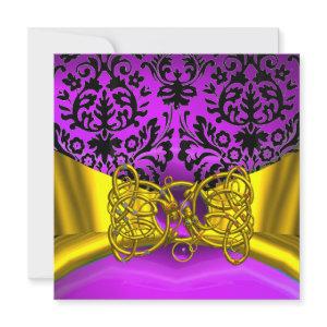DRAGON LOVE GOLD PURPLE BLACK DAMASK MONOGRAM