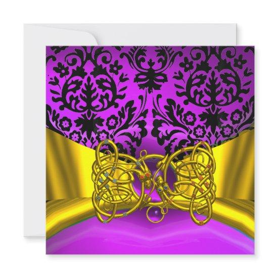 DRAGON LOVE GOLD PURPLE BLACK DAMASK MONOGRAM