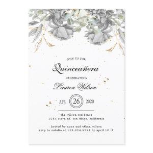 dramatic silver gold floral Quinceanera