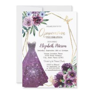 Dress Girl,Violet Flowers Butterfly  Quinceanera