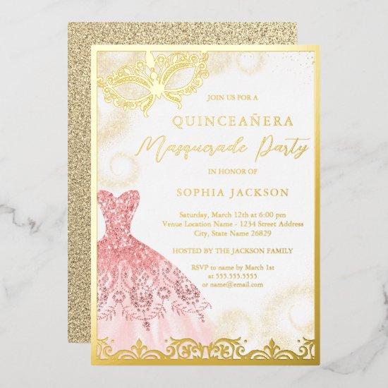 Dress Gold Pink Masquerade Party Quinceanera  Foil Foil