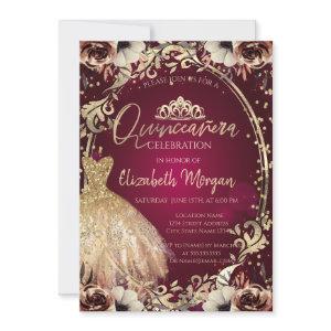Dress Tiara,Frame Flowers Burgundy Quinceañera