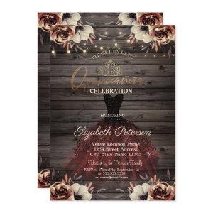 Dress,Tiara,Lights Red Roses Wood Quinceañera