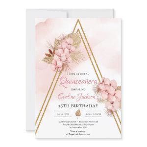 Dried Palm Blush Orchid Gold Arch Quinceañera
