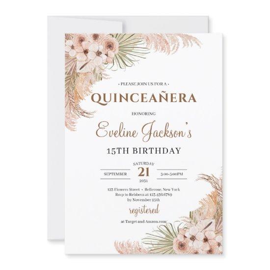 Dried Palm Pampas Grass Blush Orchid Quinceanera