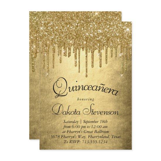 Dripping Gold Glitter | Champagne Melt Quinceanera